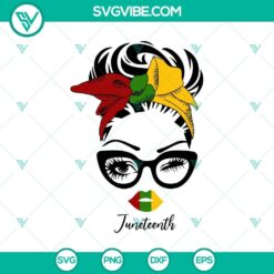 Juneteenth African American girl wearing bandana & sunglasses, SVG/PNG file for digital use.