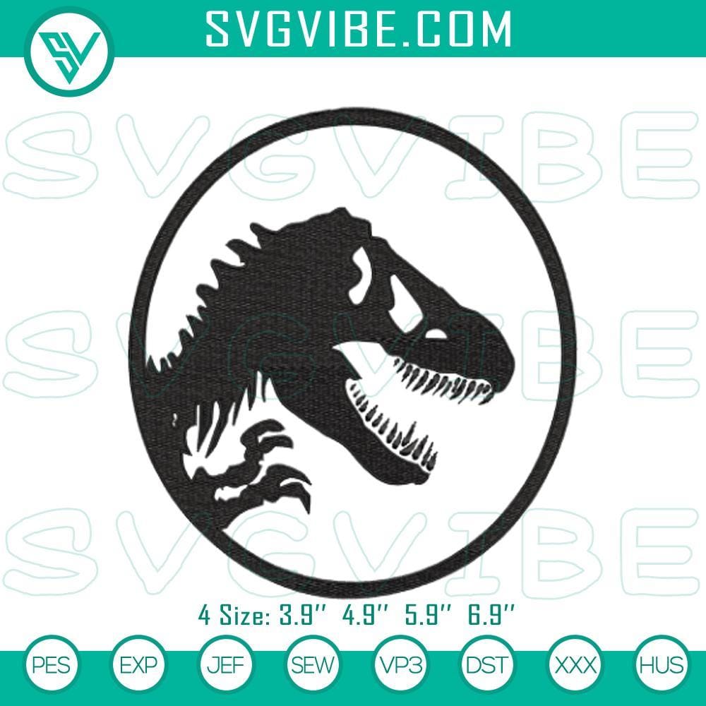 Jurassic Park & World Embroidery Patterns, Dinosaur Logo Files Jurassic Park & World embroidery patterns featuring dinosaur logo stitch files for craft projects.