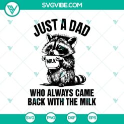 Dad raccoon holding milk SVG design, symbolizing a dependable father figure. Perfect for Father's Day crafts.