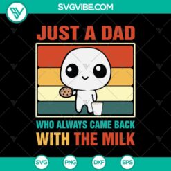 Vintage Father's Day SVG design with "Just A Dad Who Always Came Back With The Milk" text. Perfect for Father's Day crafts.