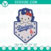 LA Dodgers Hello Kitty embroidery files with baseball-themed cartoon pattern for crafting projects.