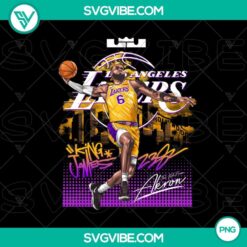 LeBron James and LA Lakers players transparent PNG image with team members in a basketball roster lineup.