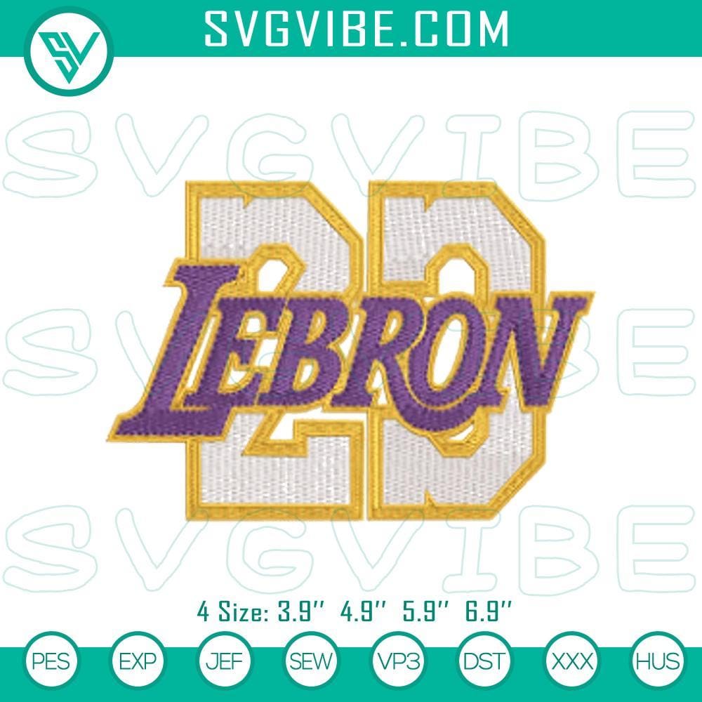 LeBron James No.23 Lakers Embroidery Pattern for Machines LeBron James No.23 Lakers NBA machine embroidery file with detailed embroidery pattern.