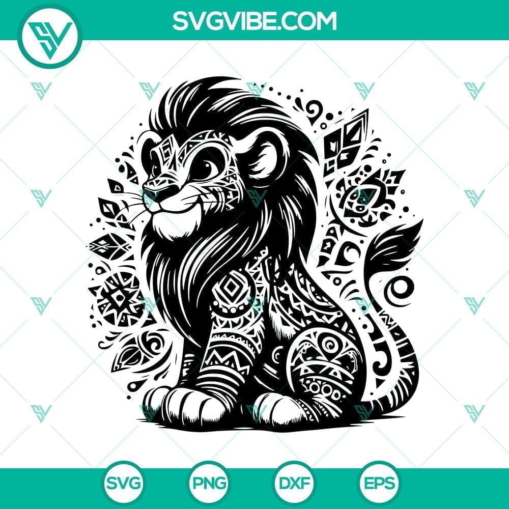 Lion King SVG Mandala & Silhouette Files Pack Lion King mandala and silhouette SVG files perfect for crafts, featuring intricate designs. Great for Disney fans and crafting projects.