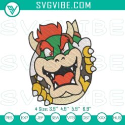 Mario vs Bowser video game villain embroidery pattern design for stitching.