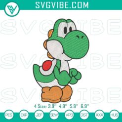 Mario and Yoshi embroidered pattern inspired by classic Nintendo friends, perfect for machine file use.