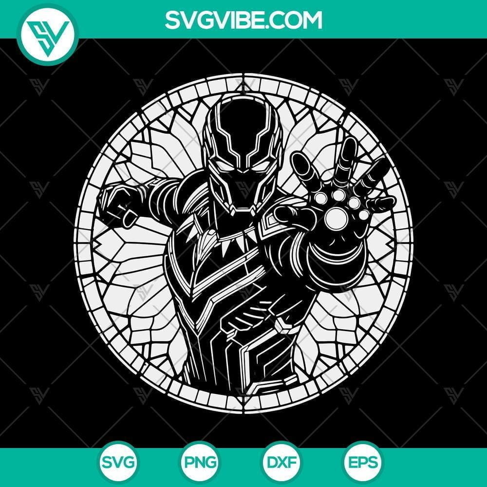 Marvel Black Panthers SVG, Stained Glass Design Black Panthers SVG in Marvel-themed stained glass design, perfect for digital crafting projects.