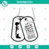 Military dog tags with patriotic Memorial Day SVG quote "Land of the Free Thanks to the Brave". Patriotic design for Memorial Day celebration.