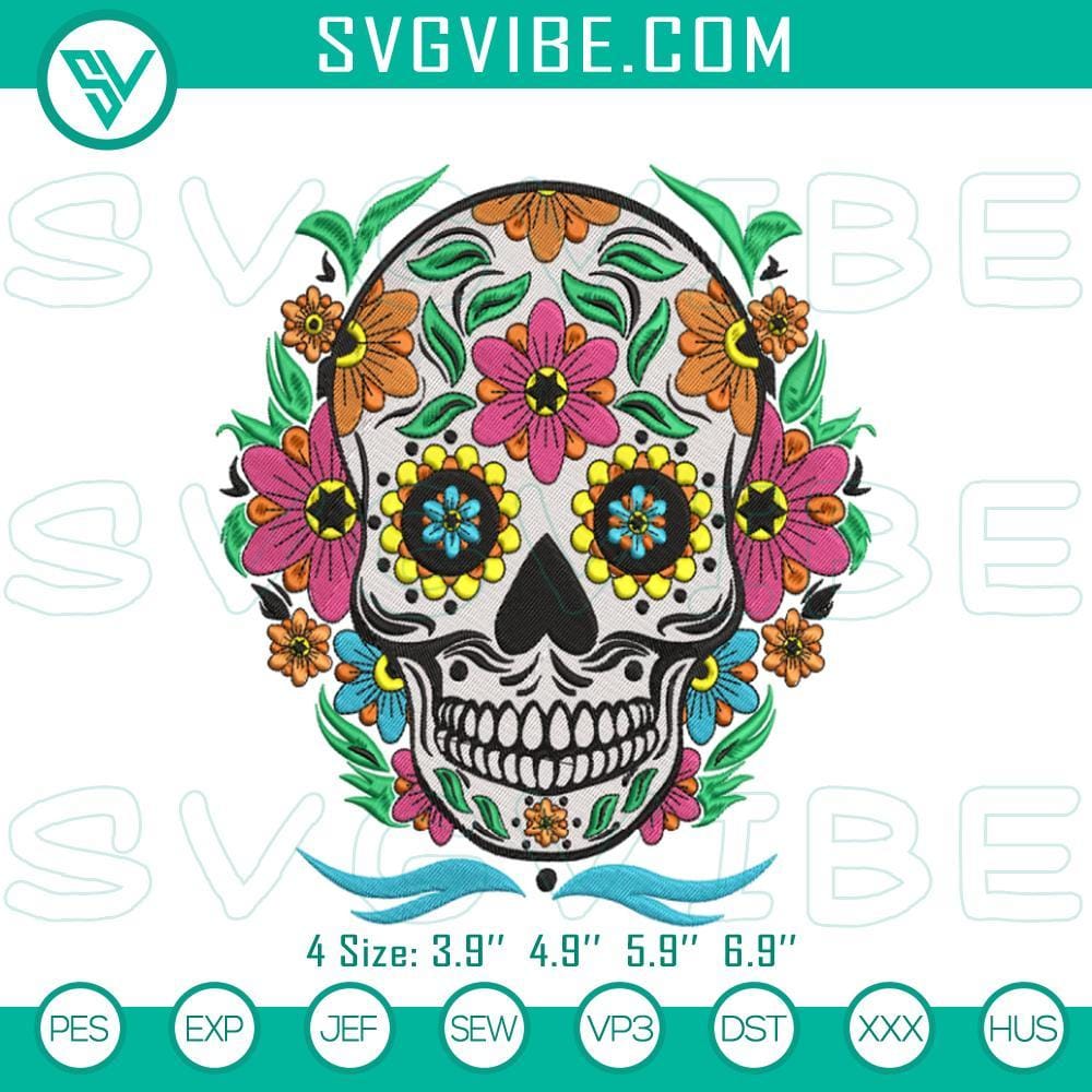 Mexican Calavera Sugar Skull Embroidery Patterns Mexican Calavera Sugar Skull Embroidery Patterns for Dia De Los Muertos with vibrant designs and traditional elements.