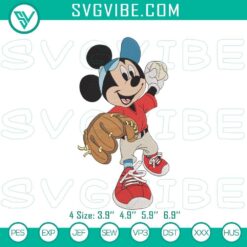 Mickey Mouse baseball Disney embroidery patterns for sports-themed stitching.