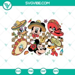 Mickey & Friends Cinco De Mayo Fiesta SVG featuring Disney characters celebrating Mexico's holiday with festive designs.