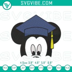 Disney Mickey Mouse graduation embroidery patterns for digital download, perfect for a festive graduation celebration.