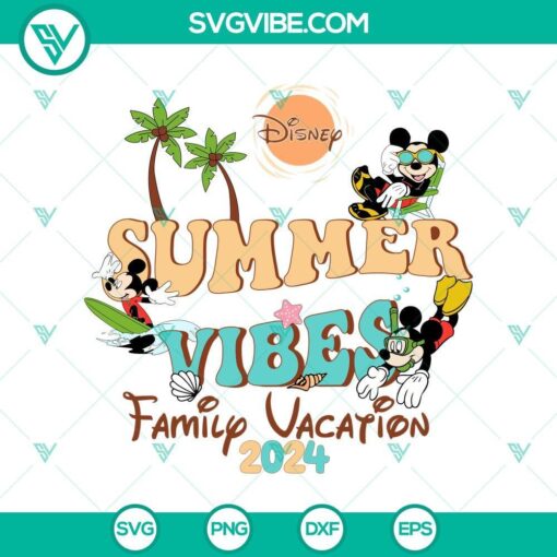 Mickey Mouse Summer Fun SVG with Disney 2024 Family Trip theme, perfect for vacation shirts and accessories.