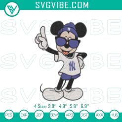 Mickey Mouse NY Yankees embroidery pattern, Disney baseball crossover for digital download.