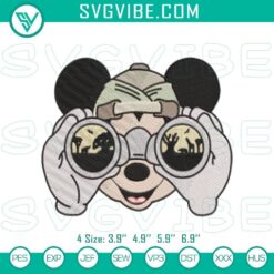 Mickey Safari embroidery files featuring Disney adventure patterns, ideal for crafting.