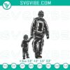 Military dad and son embroidery design file for Veteran's Day celebration, father-son theme in digital format for crafting.