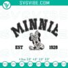 Vintage Minnie Mouse 1928 embroidery design file, retro Disney character, suitable for digital crafting projects.