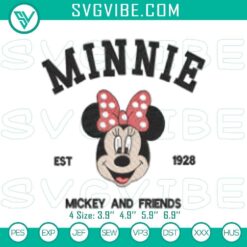 Minnie Mouse Stitch Design Patterns featuring cute Disney character embroidery, ideal for projects and crafts.