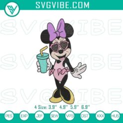 Disney Minnie Swimsuit & Summer Holidays Embroidery Patterns in beach theme digital file for summer crafting.
