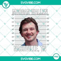 Morgan Wallen arrest photo PNG, celebrity mugshot with black text on white background.