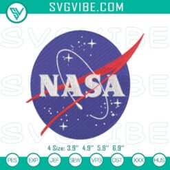 NASA embroidery pattern with machine stitch design featuring space agency logo.