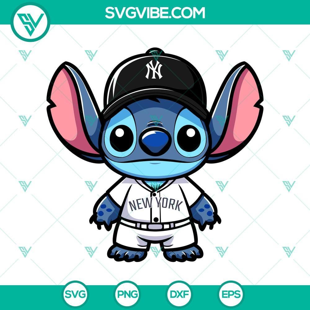 New York Yankees Stitched Baseball SVG PNG DXF EPS New York Yankees baseball logo design in SVG, PNG, DXF, and EPS formats with stitched details.