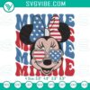 Patriotic Minnie Mouse 4th of July embroidery pattern featuring Disney Independence Day file with red, white, and blue colors.