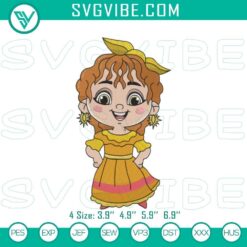Pepa Madrigal chibi embroidery patterns with Disney Encanto theme, adorable digital stitch file for crafts.