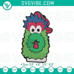 Phillie Phanatic embroidery patterns featuring the iconic Philadelphia Phillies mascot, perfect for crafting projects.