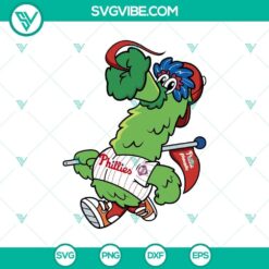 Phillie Phanatic & Philadelphia Phillies mascot and logo in SVG and PNG format for digital use. Perfect for baseball fans.