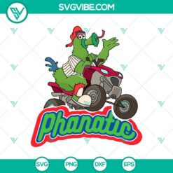 Phillies' Mascot Motorcycle SVG featuring Phillie Phanatic in Philadelphia design, ideal for sports fans and baseball enthusiasts.
