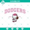 Pink Hello Kitty LA Dodgers baseball SVG design, cute and sporty Hello Kitty in Dodgers baseball attire, perfect for LA sports fans.