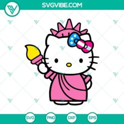 Pink USA Hello Kitty SVGs featuring Liberty & Patriotic Styles for patriotic crafting projects.