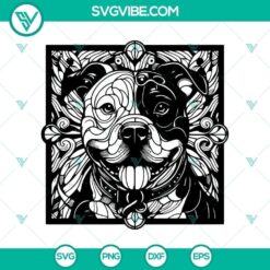 Pitbull Mandala & Stained Glass SVG Design for crafting projects, dog lovers, and decorative digital art.