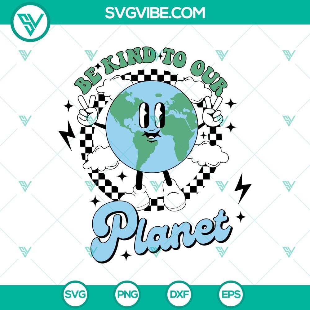 Planet Kindness SVG, Earth Day 2024 SVG Planet Kindness and Earth Day 2024 SVG design with globe surrounded by hearts, stars, and trees. Ideal for eco-friendly projects.