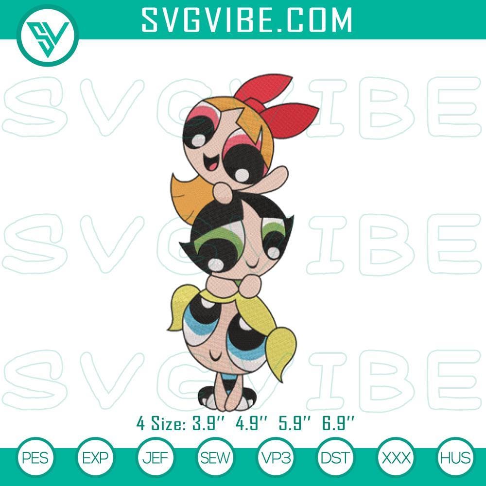 Powerpuff Girls Embroidered Pattern Files Powerpuff Girls Embroidered Pattern Files, featuring classic cartoon character designs for crafts and digital projects.