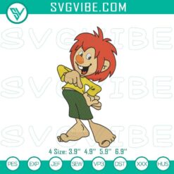 Pumuckl and Ellis Kaut embroidered patterns, German cartoon character digital files for crafts and embroidery projects.