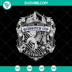 Ravenclaw Quidditch SVG featuring Harry Potter elements, blue and silver design, perfect clipart for fans.