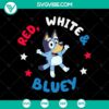 Patriotic red, white, and blue Bluey SVG design for July 4th celebration.