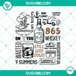 Vintage Morgan Wallen PNG graphics for digital use in a retro aesthetic.