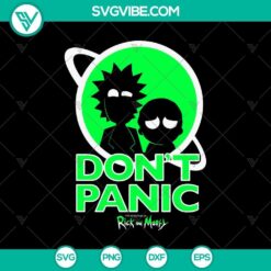 Rick and Morty "Don't Panic" SVG PNG silhouette clipart design for digital use. Perfect for fans of the show.