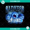Sadness from Inside Out movie character PNG digital download, cartoon design with blue color and melancholic expression.