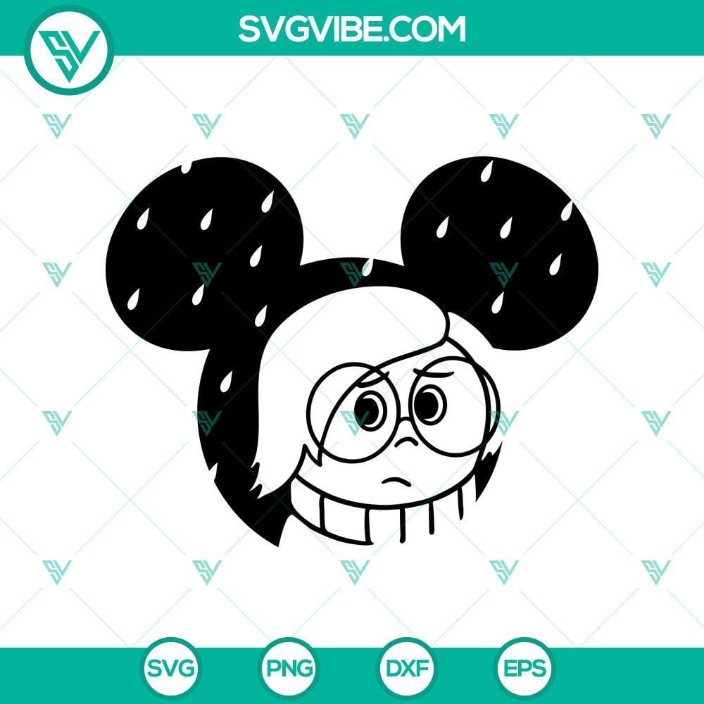 Sadness SVG, Inside Out 2 SVG, Sadness Disney Mouse Ears SVG Sadness SVG design for Inside Out 2 Disney Mouse Ears, featuring a cute and unique cartoon character illustration.