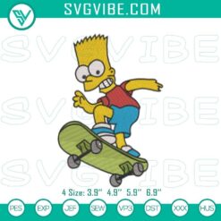 Bart Simpson skateboarding stitch pattern for funny cartoon embroidery, inspired by The Simpsons.