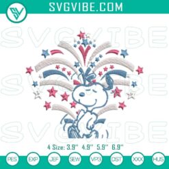 Snoopy 4th of July Fireworks Embroidery Patterns in a Peanuts Celebration Stitch File. Perfect for crafting and celebrating.