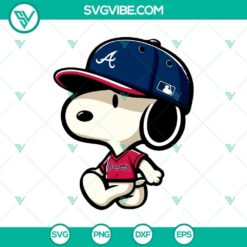 Snoopy braves baseball clipart in SVG, PNG, DXF, EPS formats, ideal for sports-themed designs.