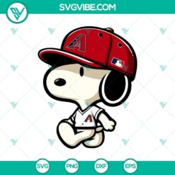 Snoopy Diamondbacks baseball design in various vector file formats SVG, PNG, DXF, EPS for crafting.