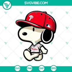 Snoopy Phillies baseball-themed SVG PNG DXF EPS design with clear, detailed lines perfect for crafting projects.