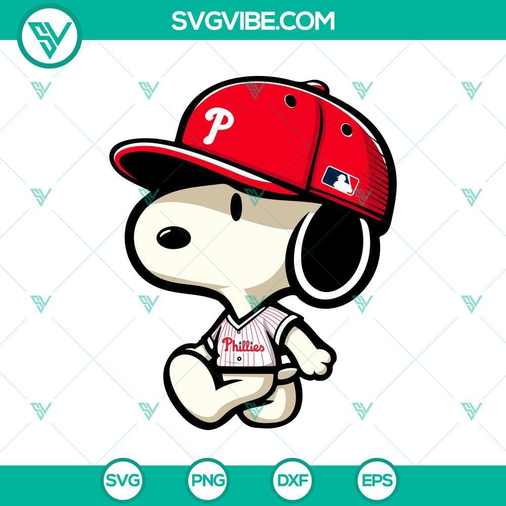 Snoopy Phillies Baseball SVG PNG DXF EPS Design Snoopy Phillies baseball-themed SVG PNG DXF EPS design with clear, detailed lines perfect for crafting projects.