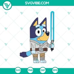 Star Wars Bluey Jedi Vector Clipart featuring a cartoon Jedi character in blue outfit ideal for SVG and PNG formats.